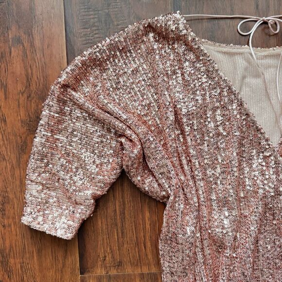 Juan Carlos Pink Sequin Romper Sz Small Bachelorette Birthday Party Vegas Bridal - Picture 11 of 15